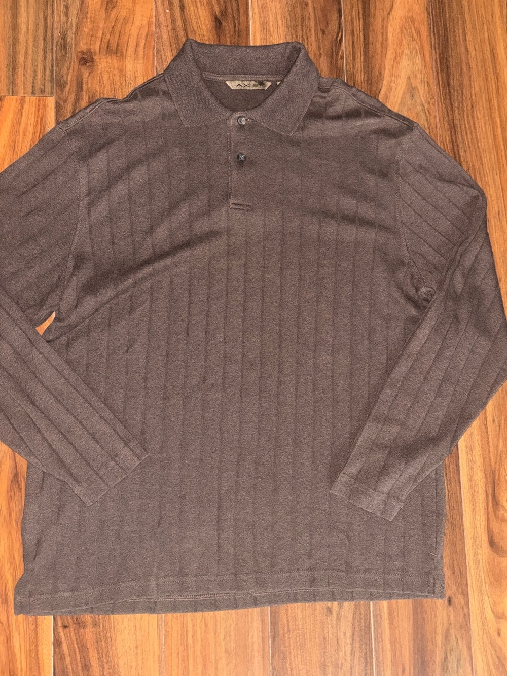 Men’s Axist vintage brown long sleeve polo shirt cotton polyester blend Size M
